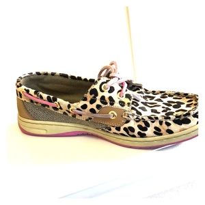 Sperry Boat Shoes 8.5 rare pink leopard print